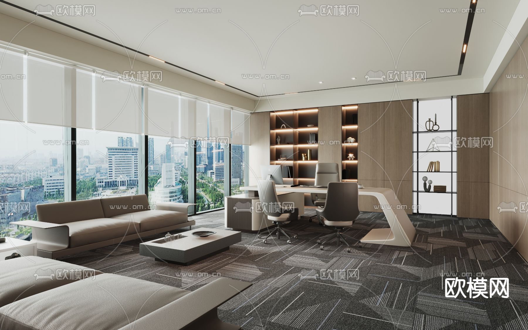 总经理办公室 董事长办公室su模型下载（渲染图1）