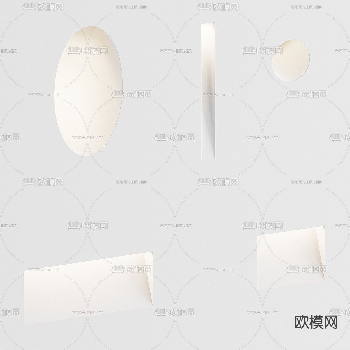 侘寂壁灯 石膏灯3d模型下载（渲染图1）