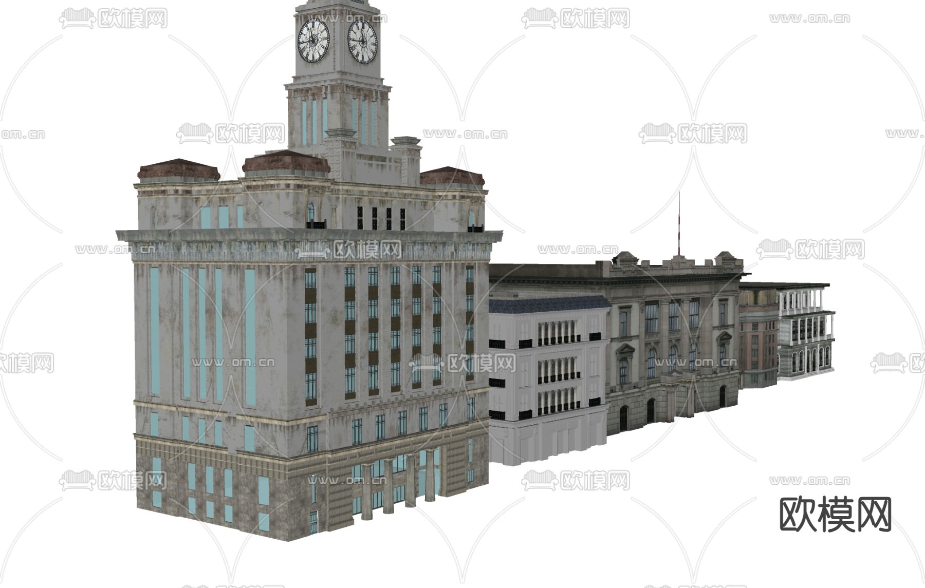 欧式建筑 和平饭店外观su模型下载（渲染图1）