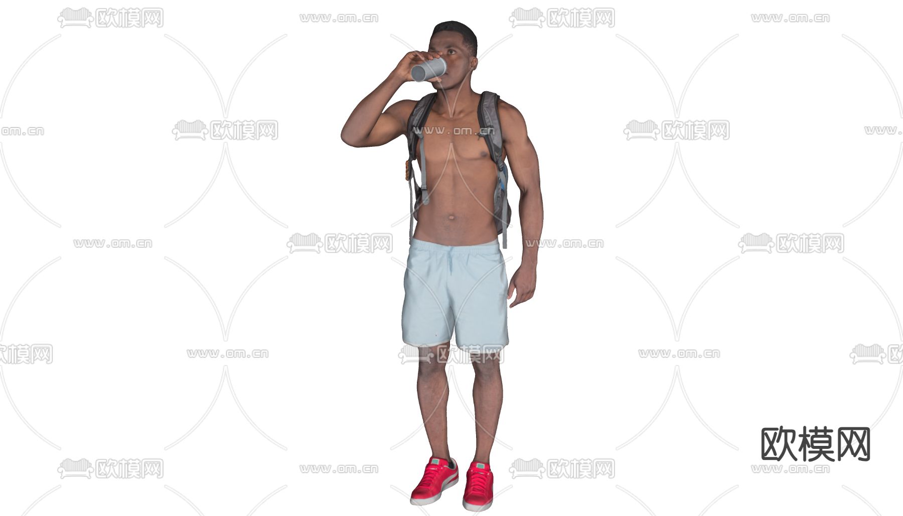 运动男人 健身人物3d模型下载（渲染图3）