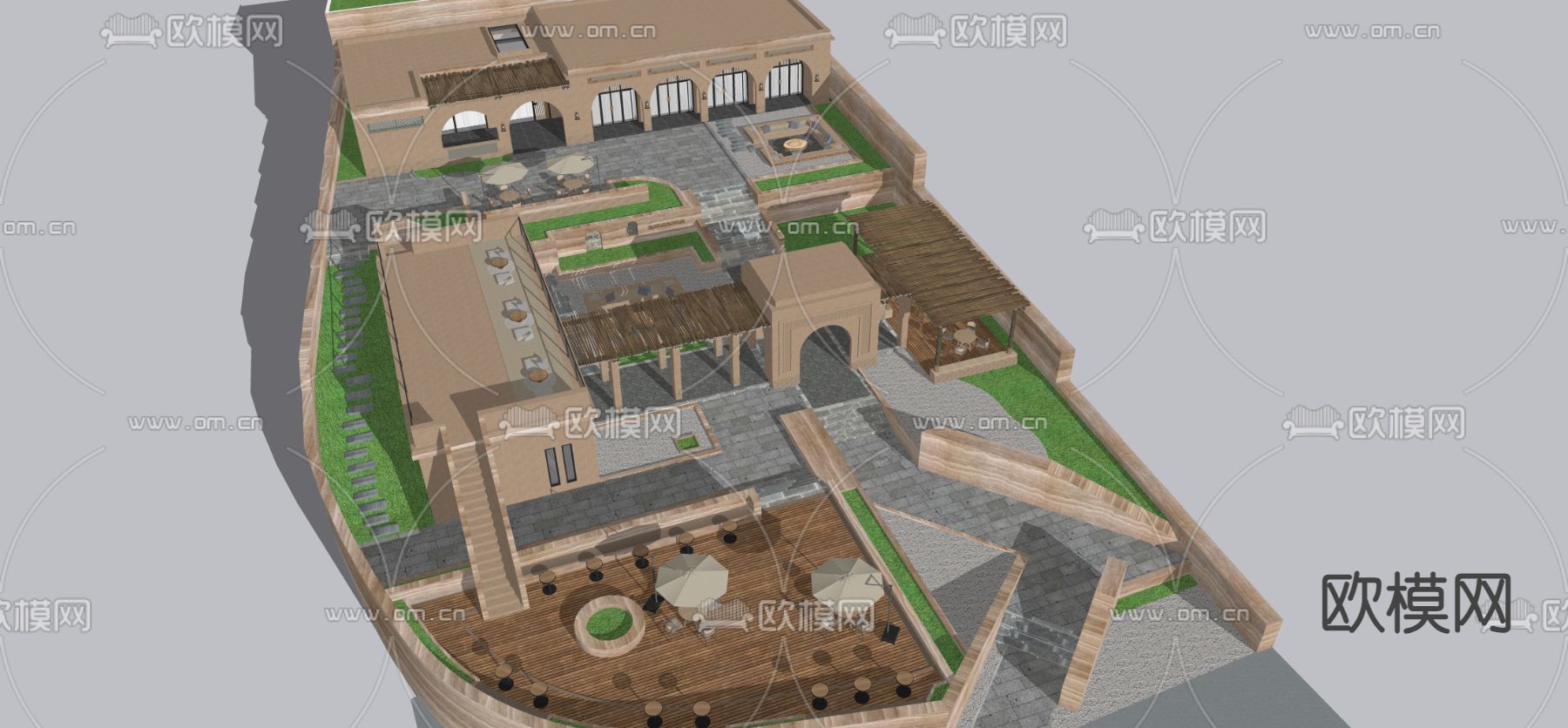 乡村庭院su模型下载（渲染图1）