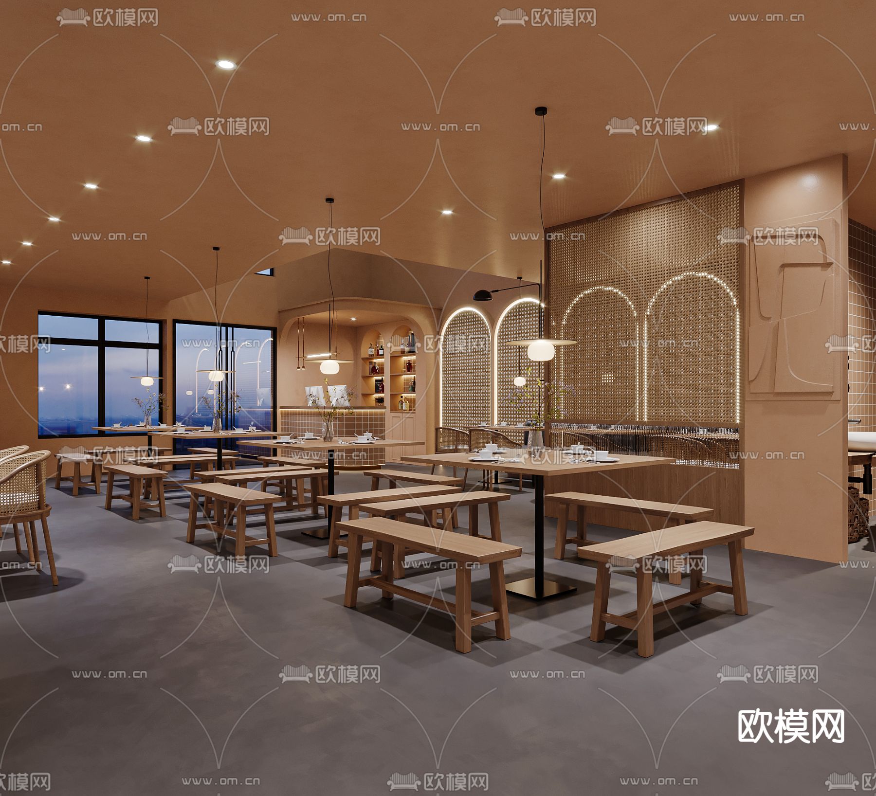 北欧茶餐厅 餐饮店3d模型下载（渲染图1）