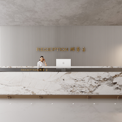  前台 收银台 服务台 接待su模型 