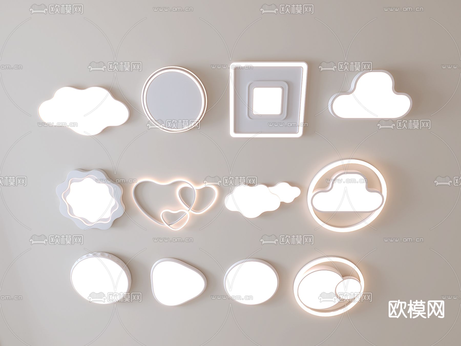 几何吸顶灯 卧室灯 圆形几何灯su模型下载（渲染图1）