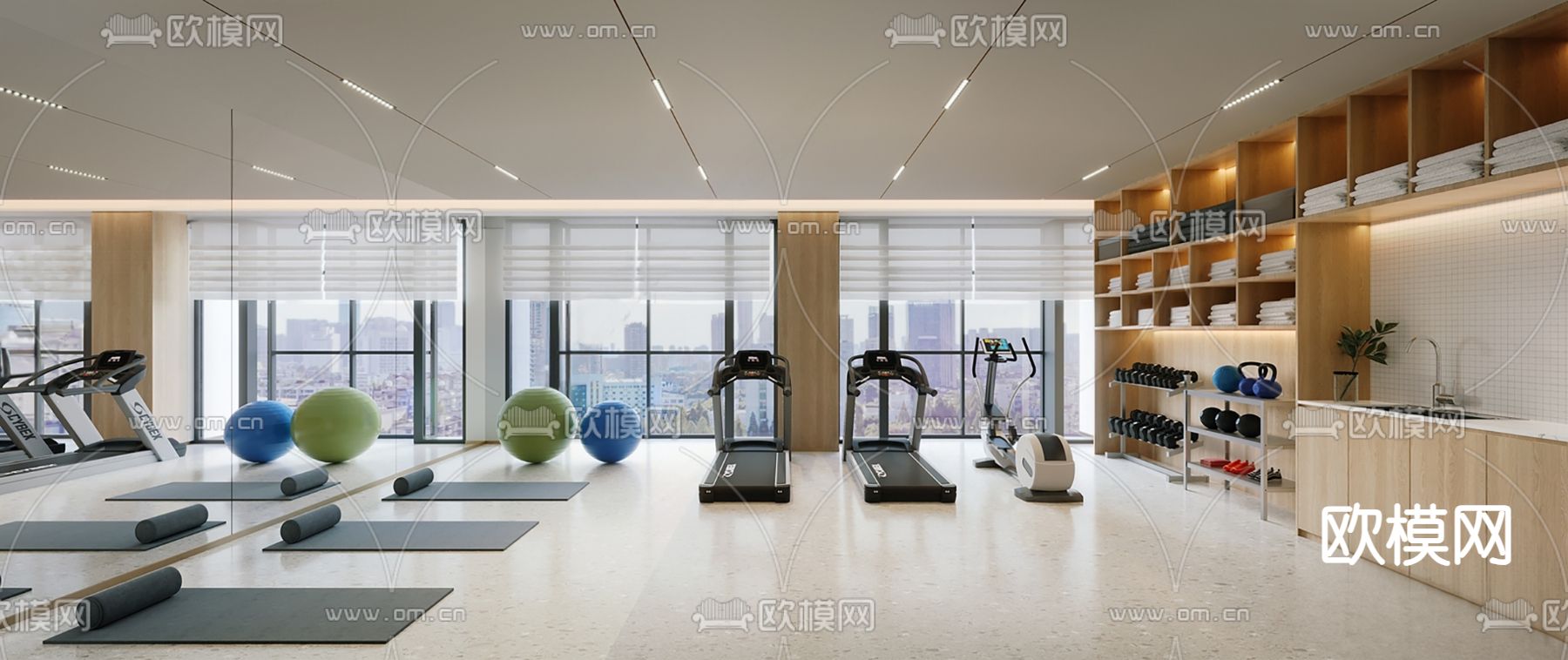 现代健身房su模型下载（渲染图2）