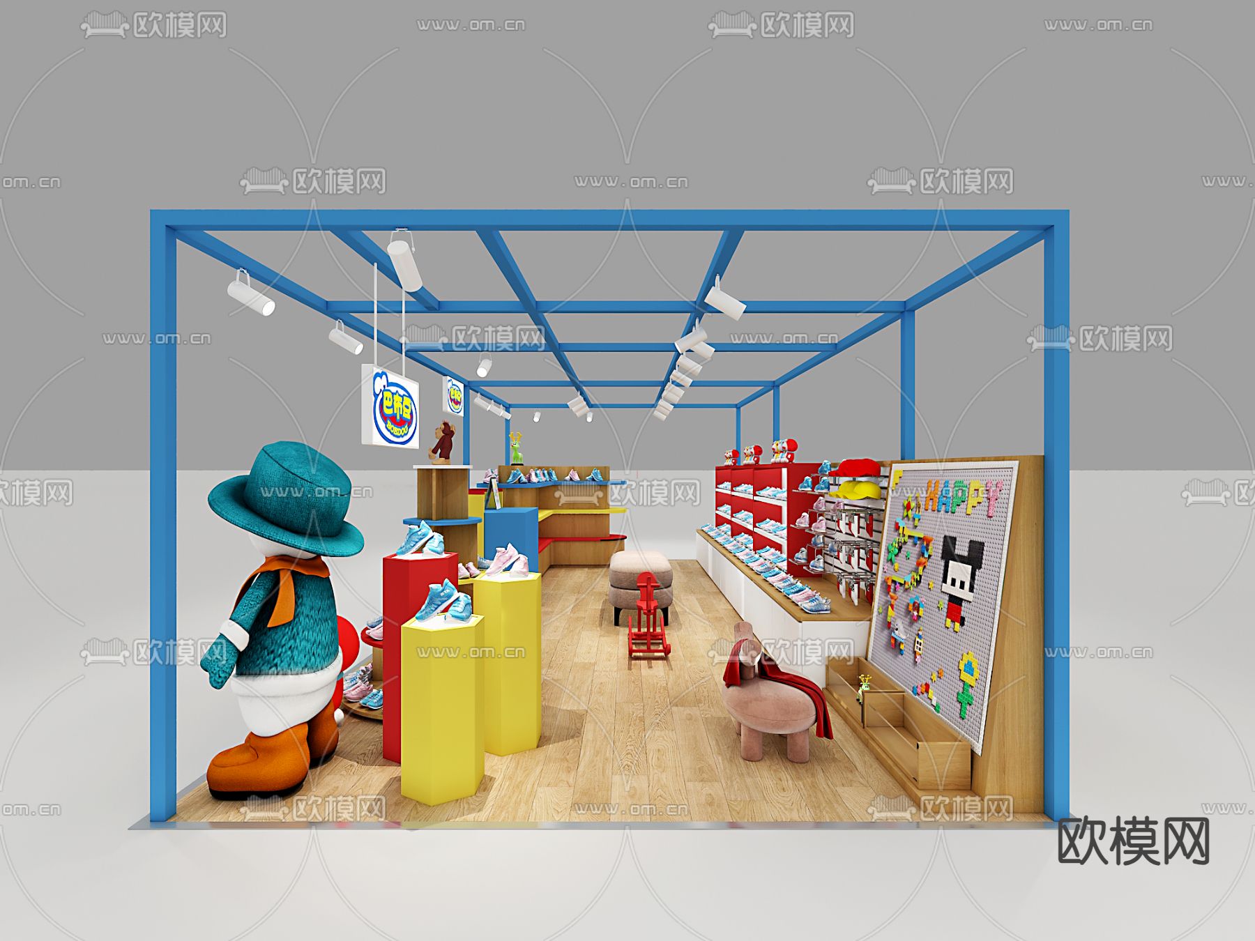 商场童鞋店3d模型下载（渲染图2）