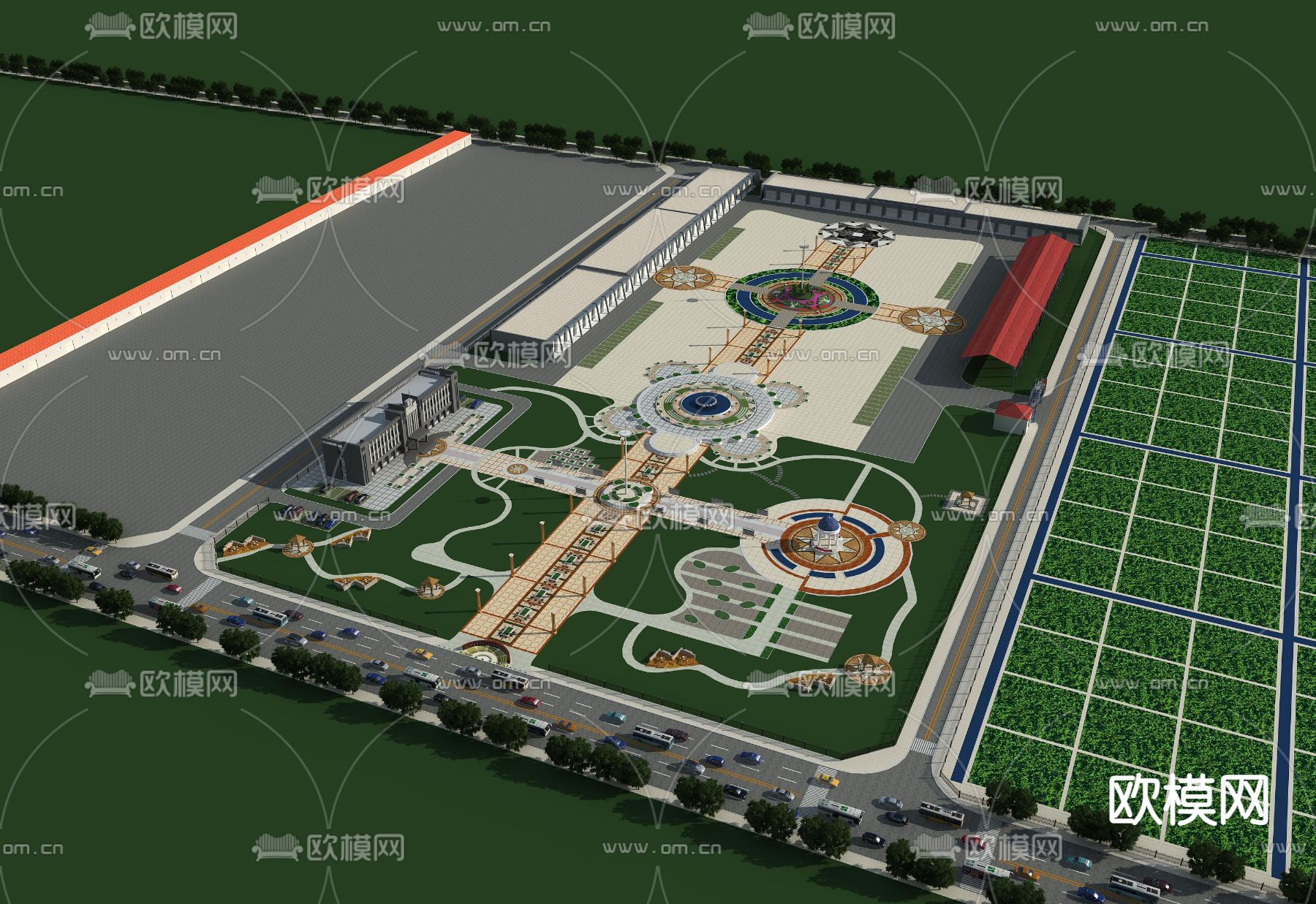 车库 厂区规划 广场景观3d模型下载