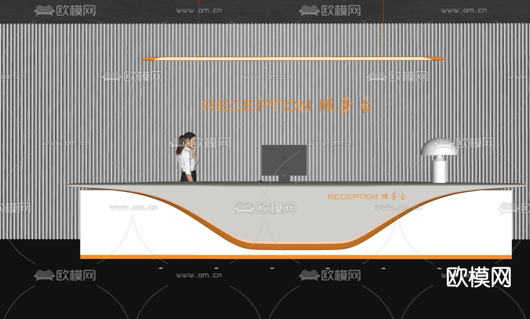 前台 收银台 服务台 接待su模型下载（渲染图1）