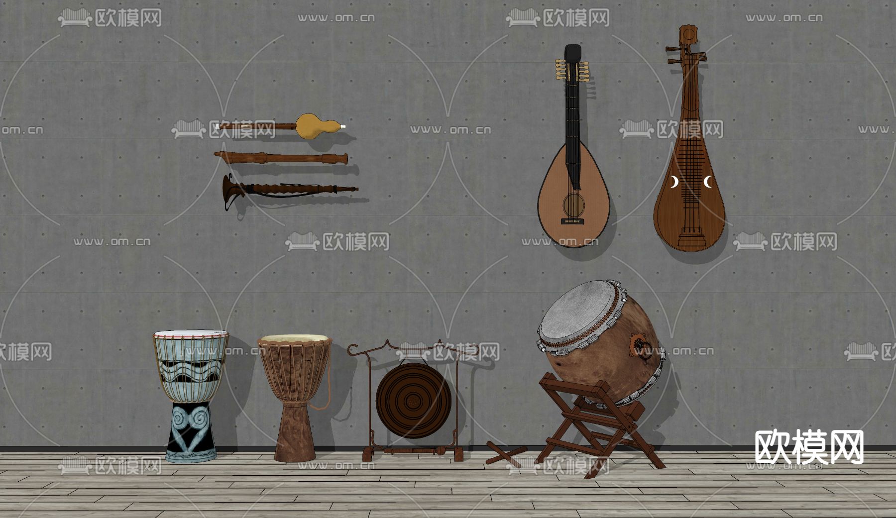 乐器 鼓 琵琶su模型下载