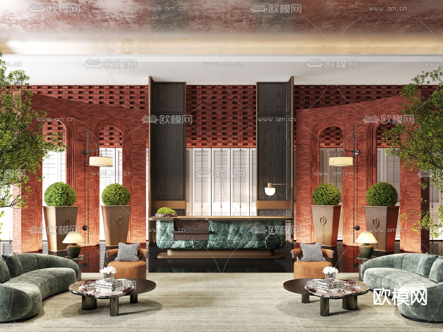 酒店大堂接待3d模型下载