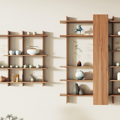  新中式博古架 壁挂su模型 