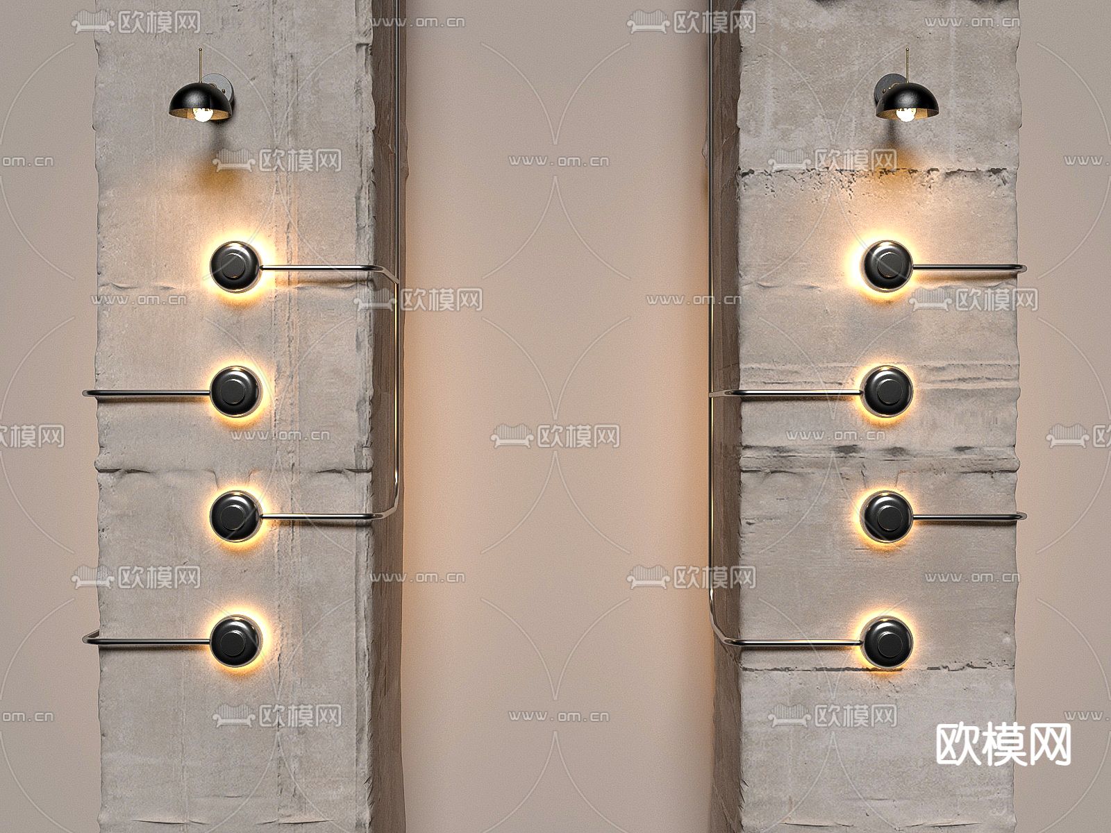 工业风壁灯3d模型下载