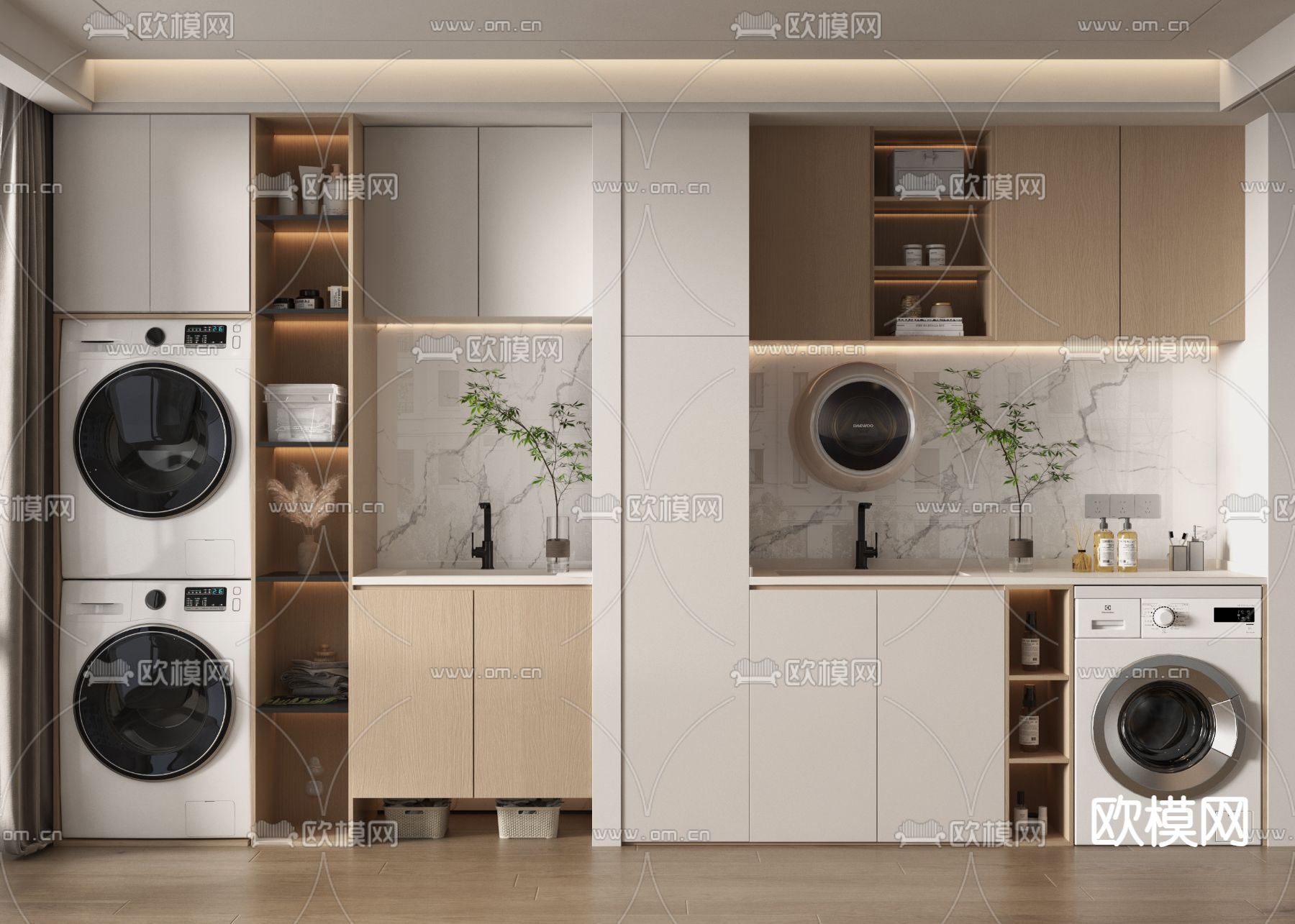 现代阳台洗衣机柜3d模型下载