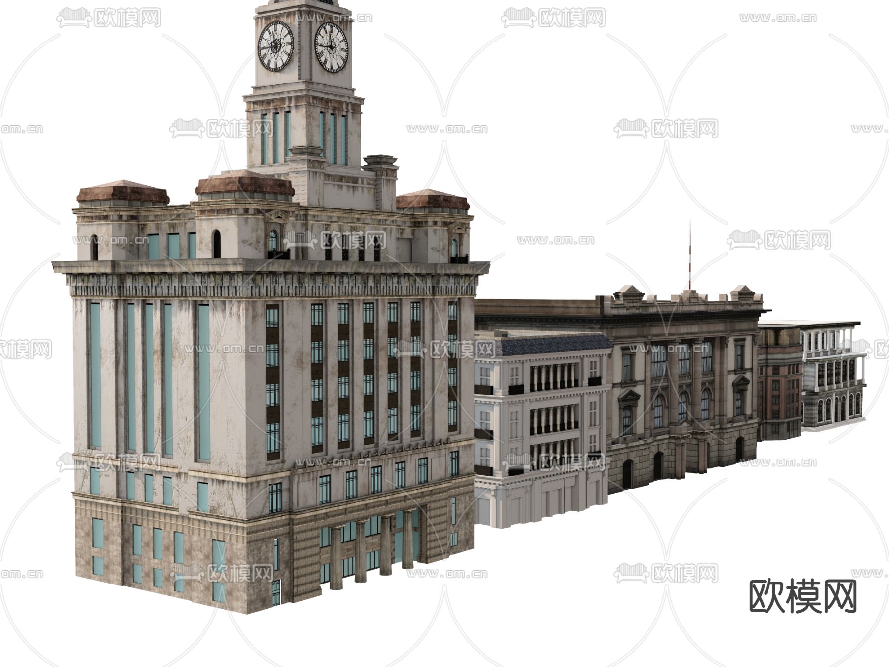欧式建筑 和平饭店外观su模型下载（渲染图2）
