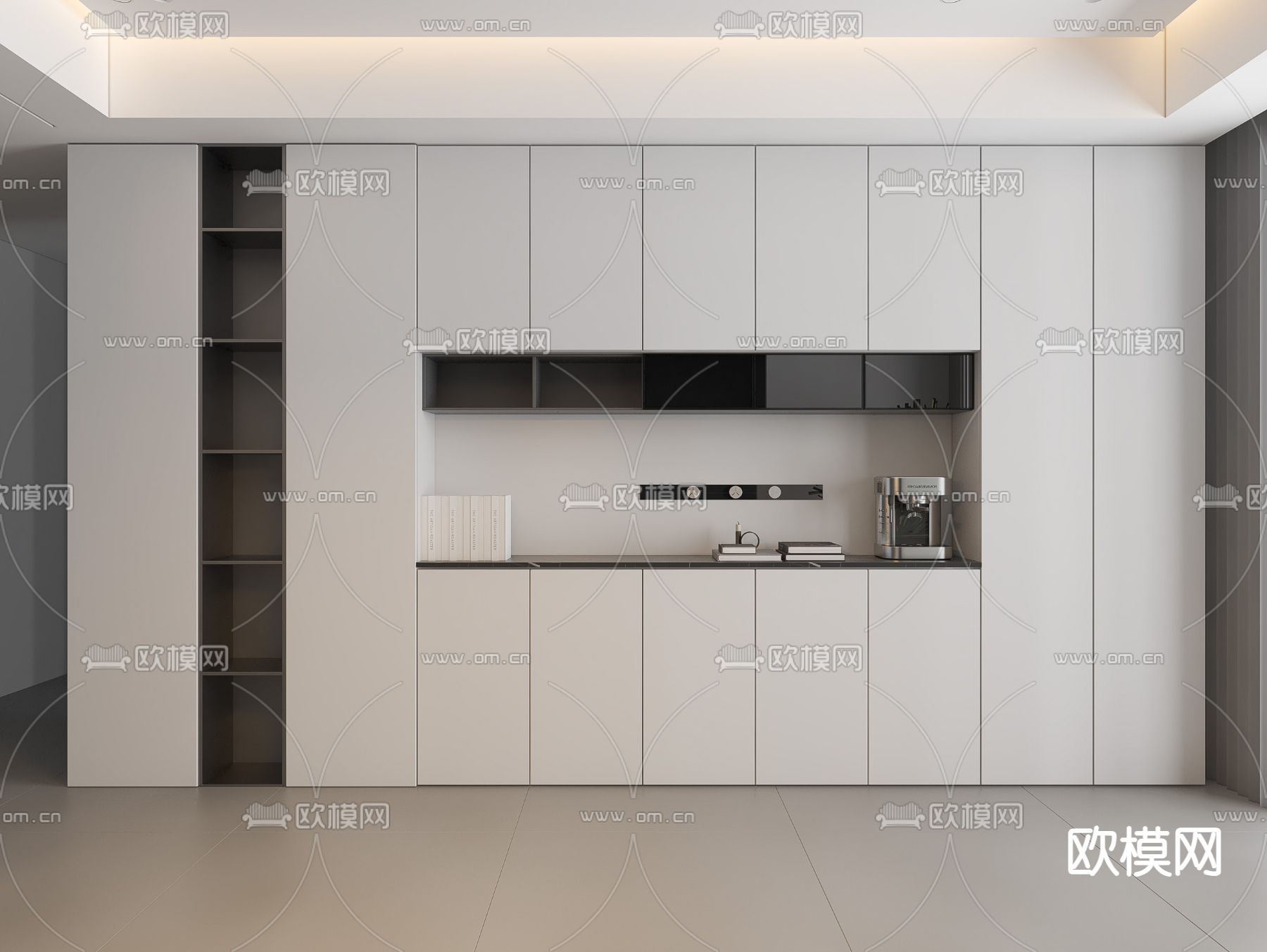 现代酒柜 餐边柜su模型下载（渲染图1）