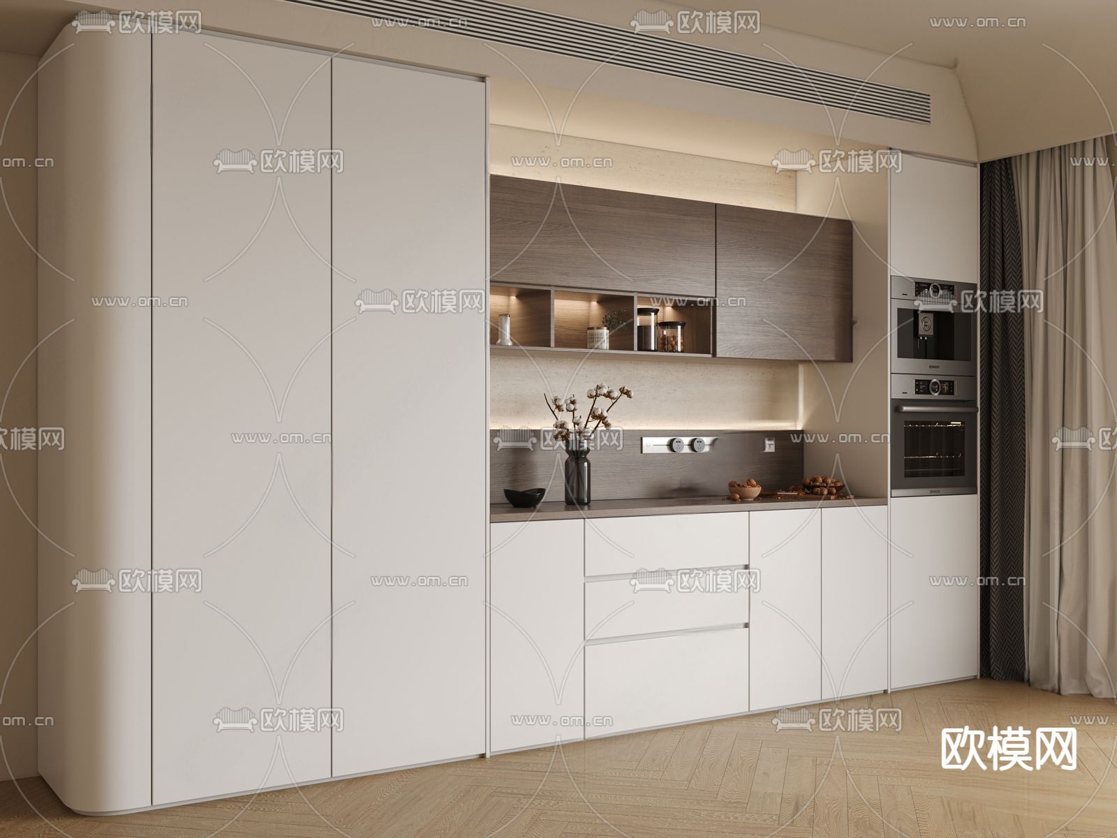 现代餐边柜su模型下载（渲染图2）