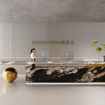  前台 收银台 服务台 接待su模型 