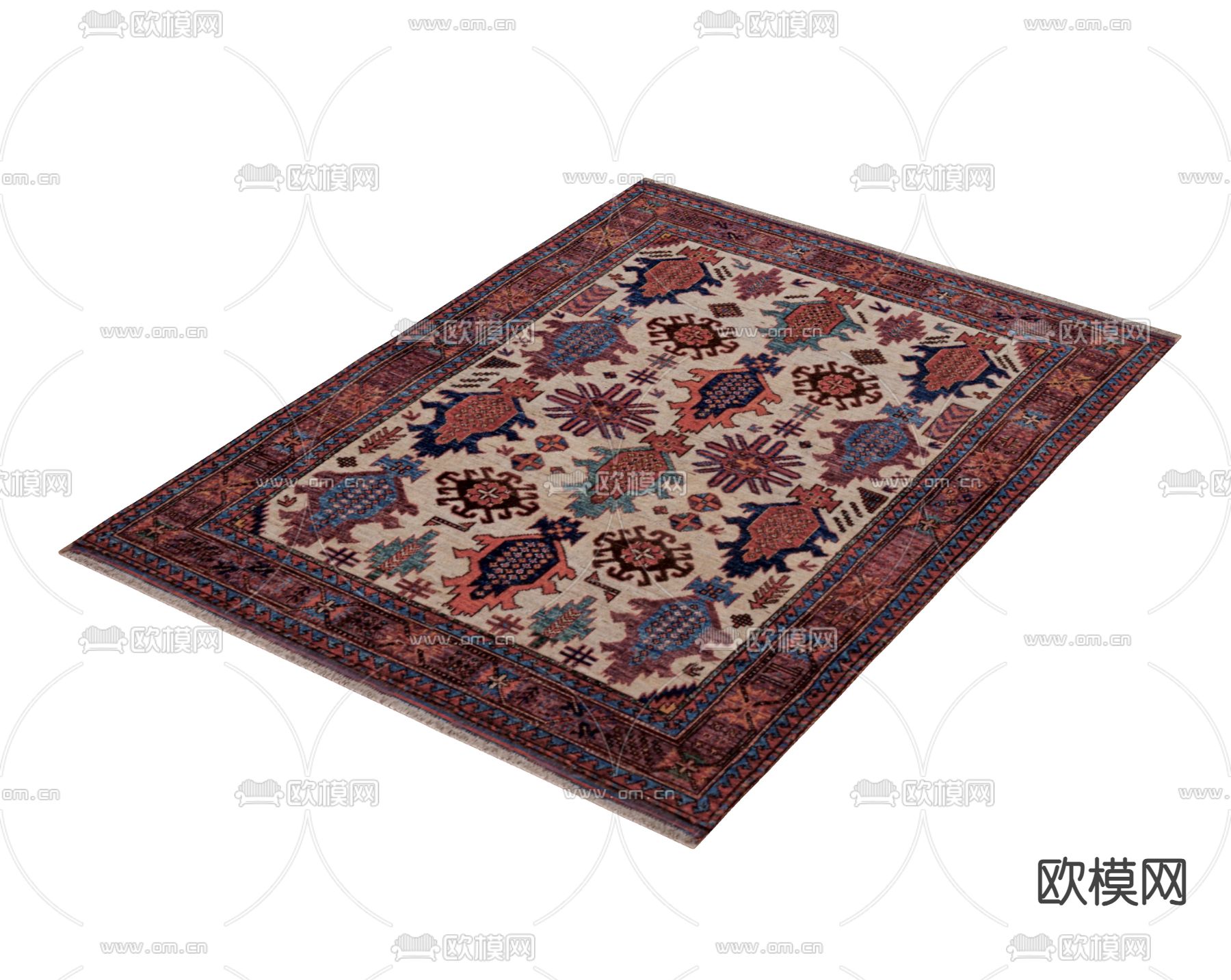 美式地毯 方形地毯su模型下载（渲染图2）