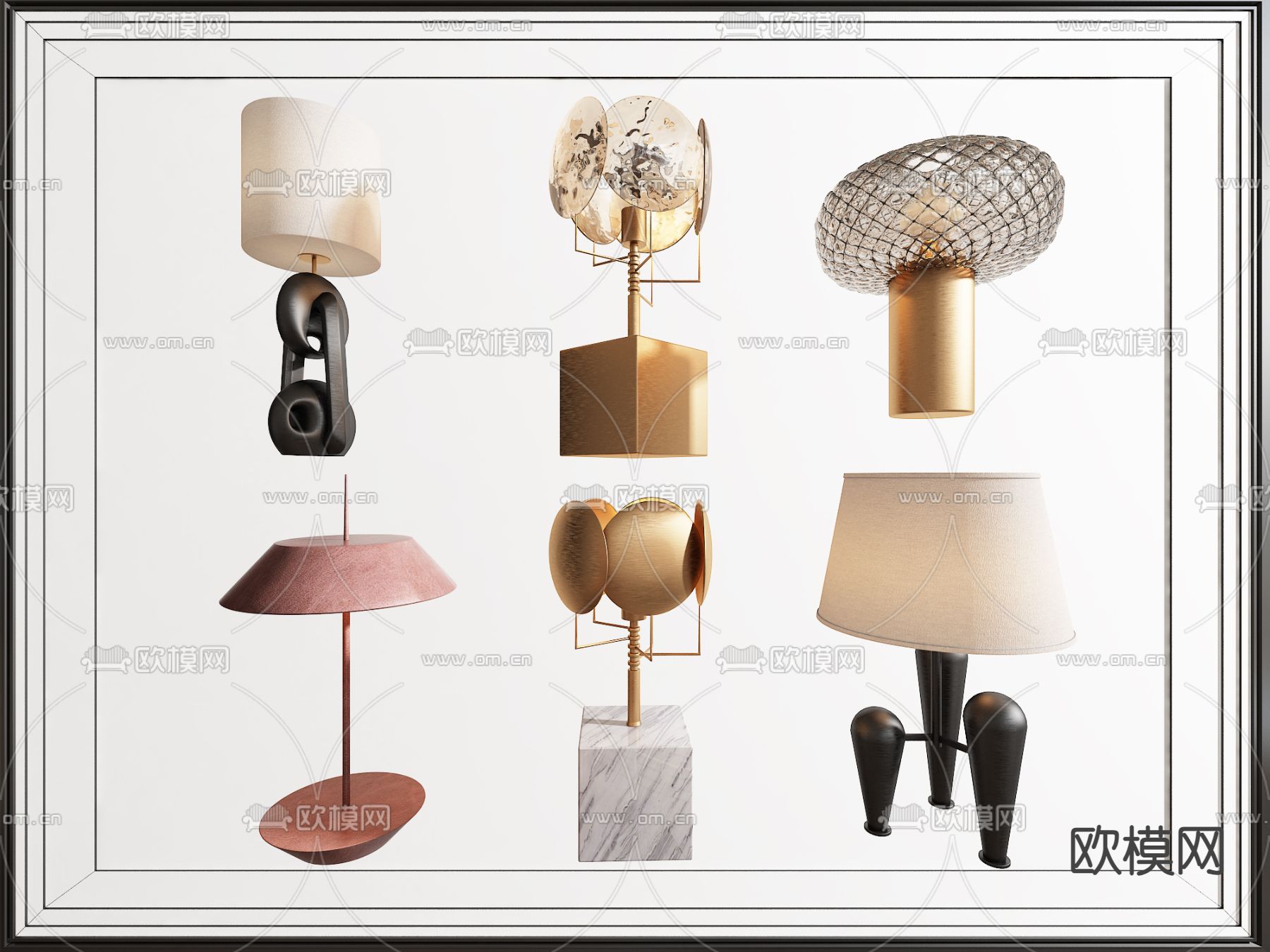 轻奢台灯 花朵台灯su模型下载（渲染图1）