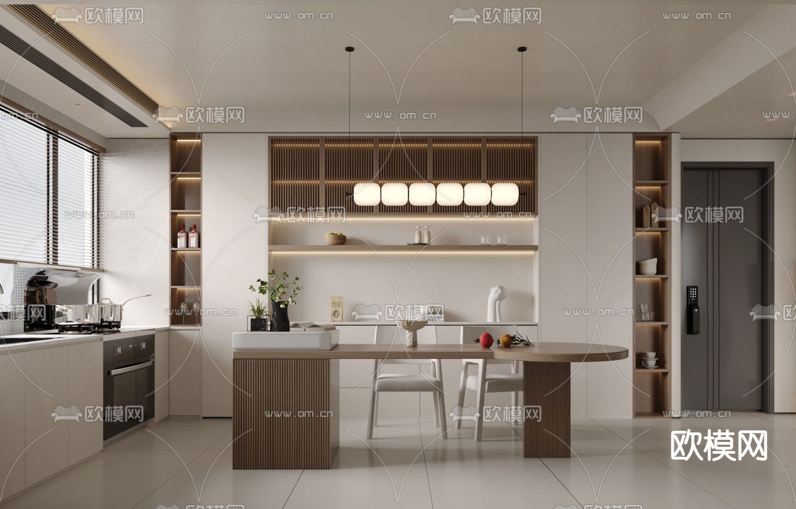 侘寂风餐厅su模型下载（渲染图2）