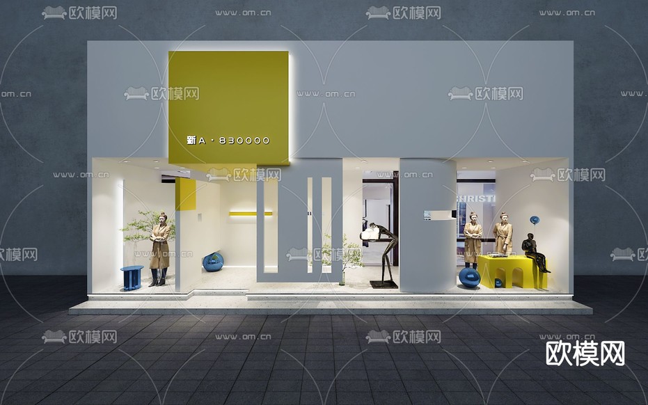 现代店面门头3d模型下载