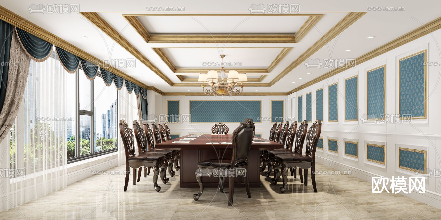 欧式会议室3d模型下载