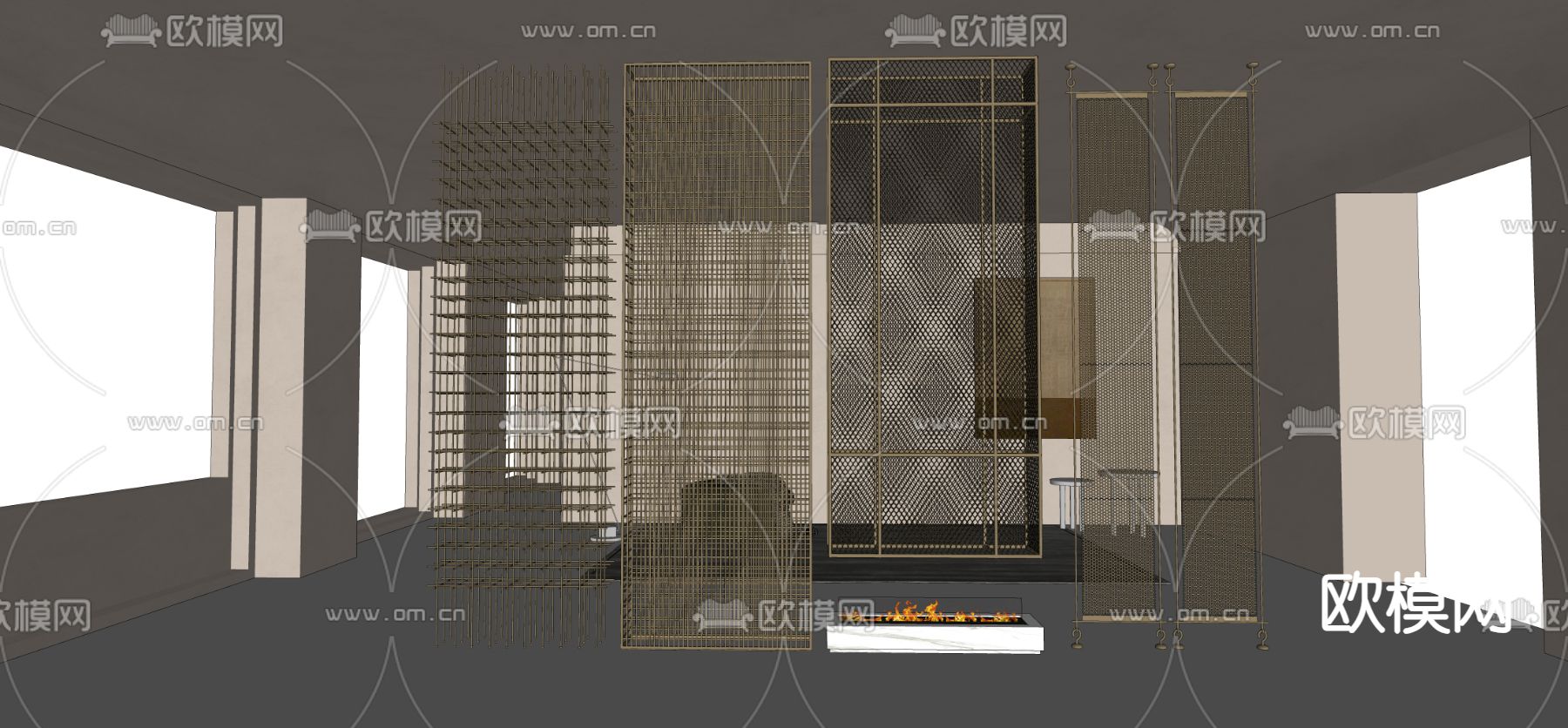 工业风屏风 隔断su模型下载（渲染图1）