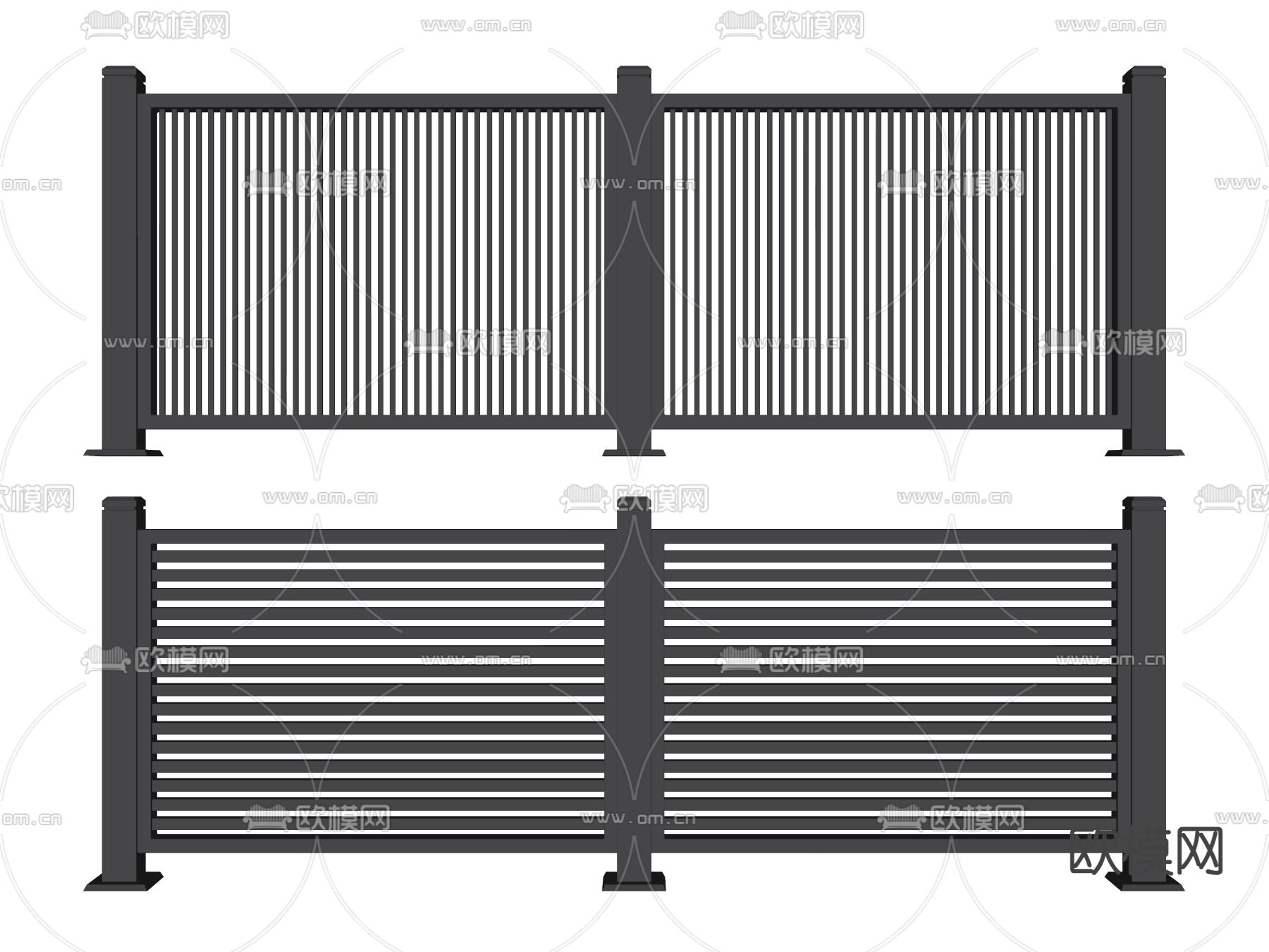 围栏 栏杆 护栏su模型下载（渲染图2）