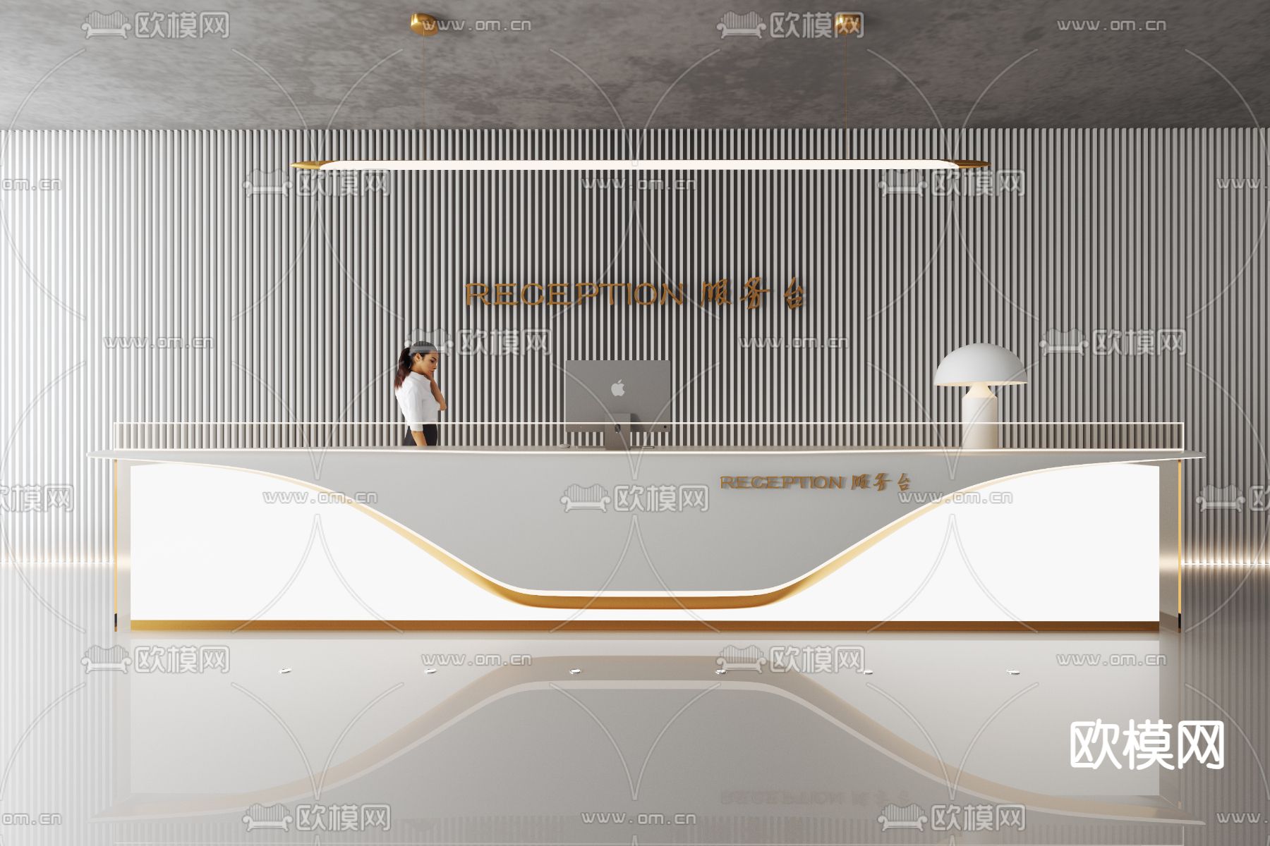 前台 收银台 服务台 接待su模型下载（渲染图2）