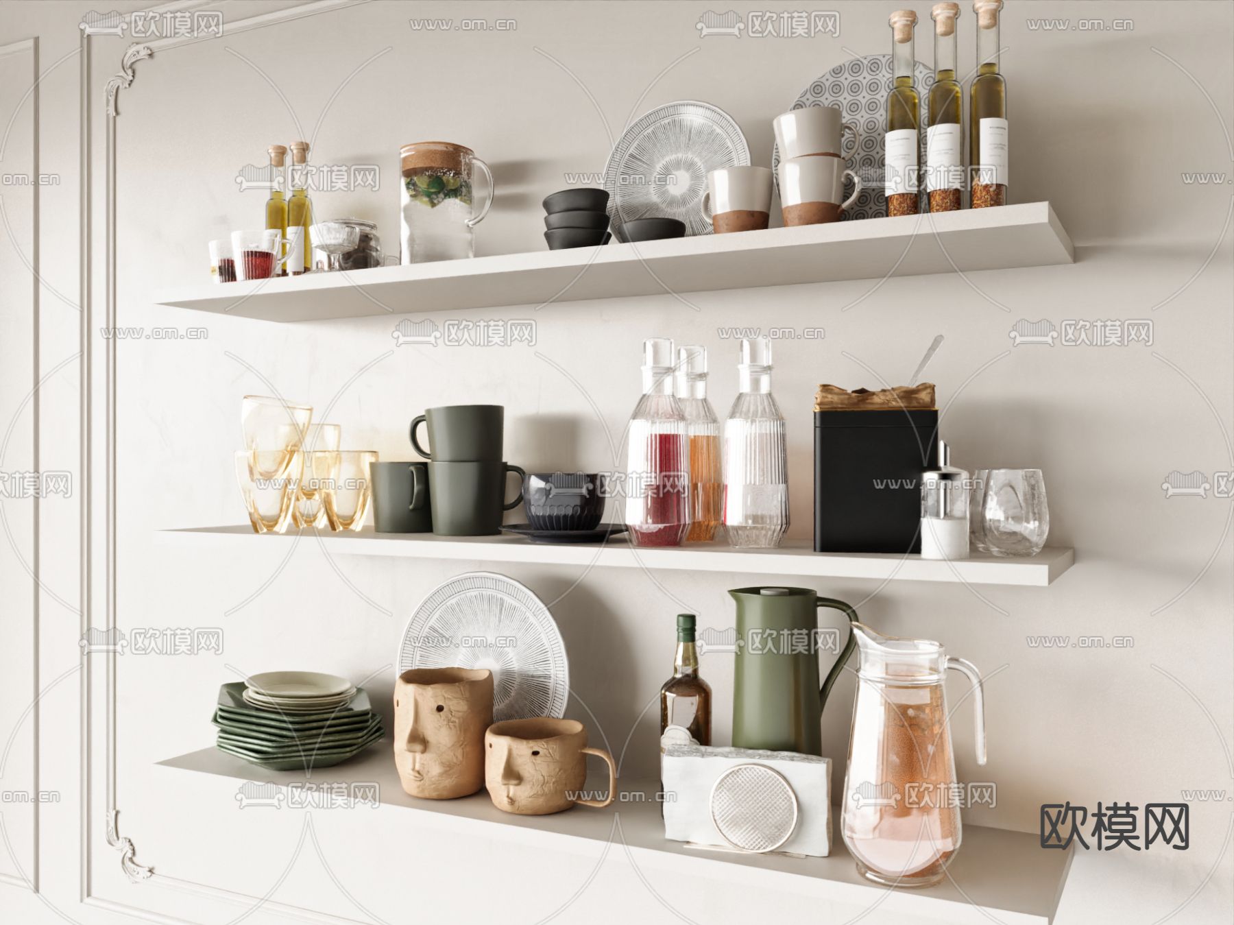 杯子 茶具 茶杯 餐盘su模型下载（渲染图1）