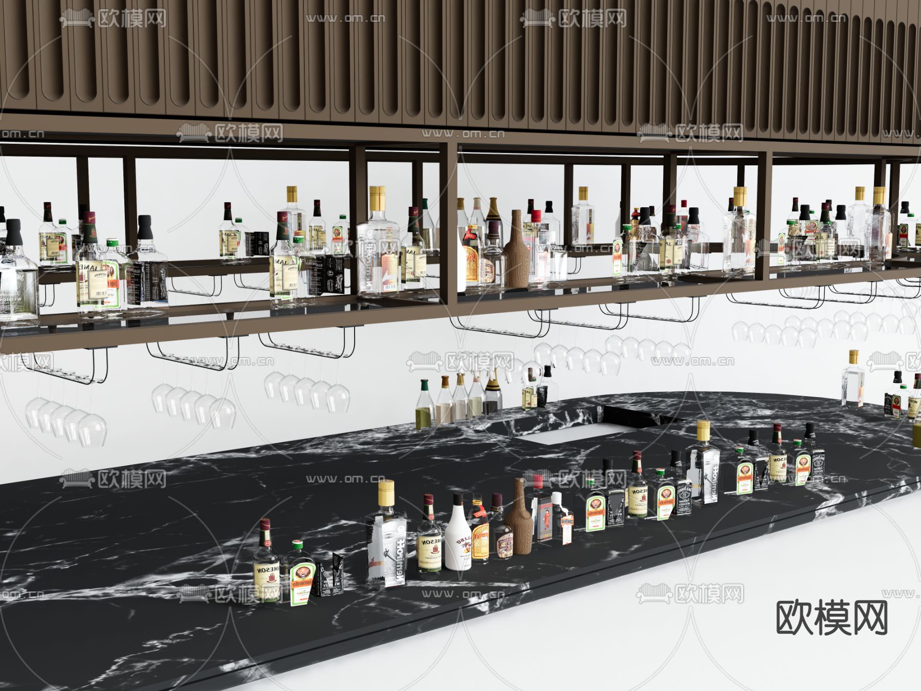 酒具 酒瓶 酒杯su模型下载（渲染图2）