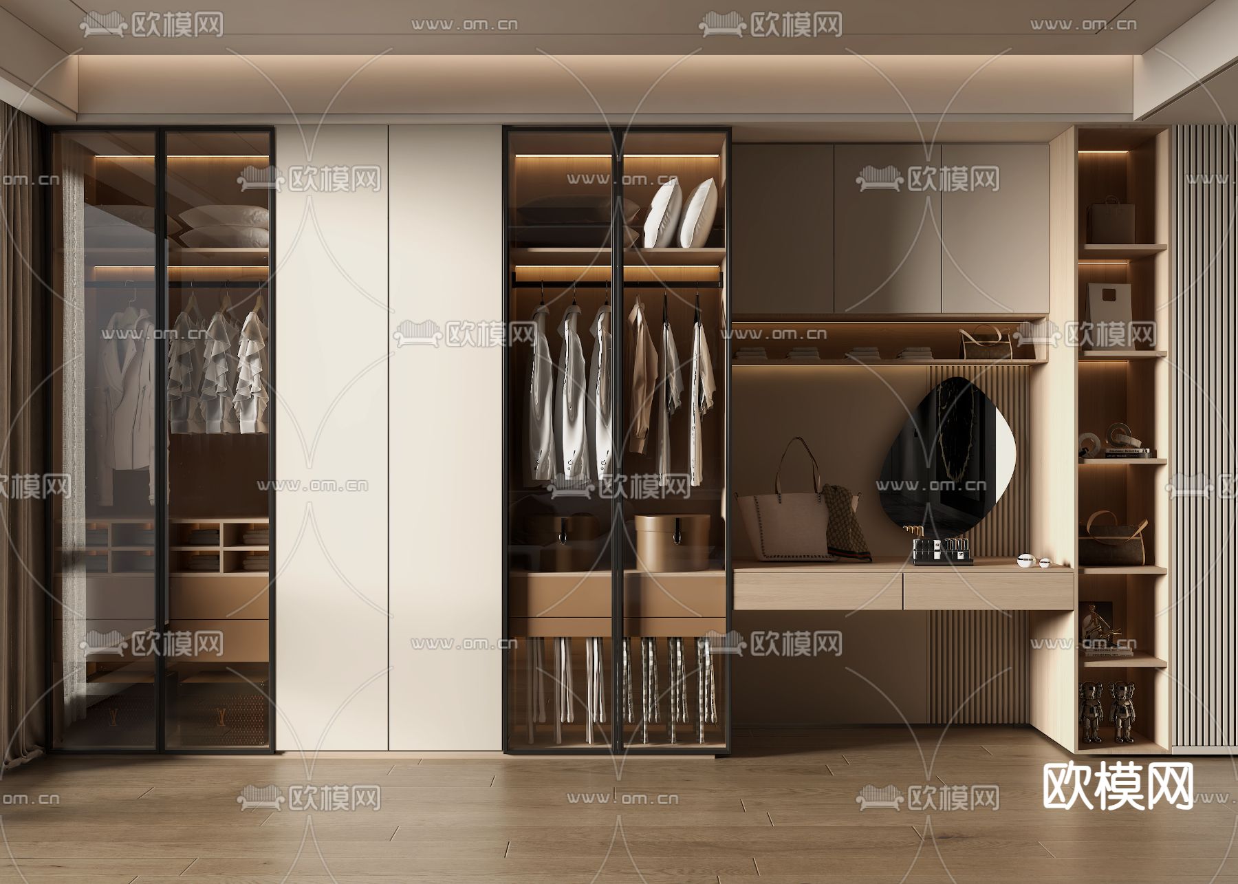 现代衣帽间3d模型下载