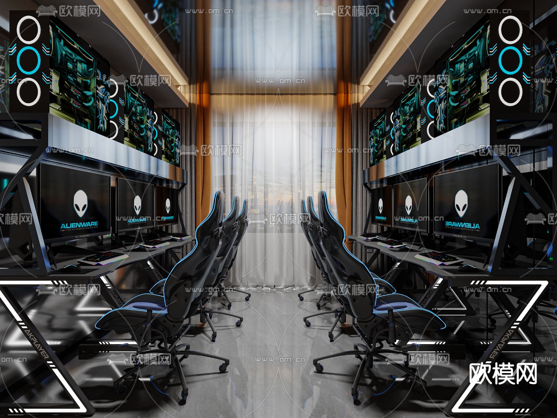 现代网吧 网咖3d模型下载（渲染图1）