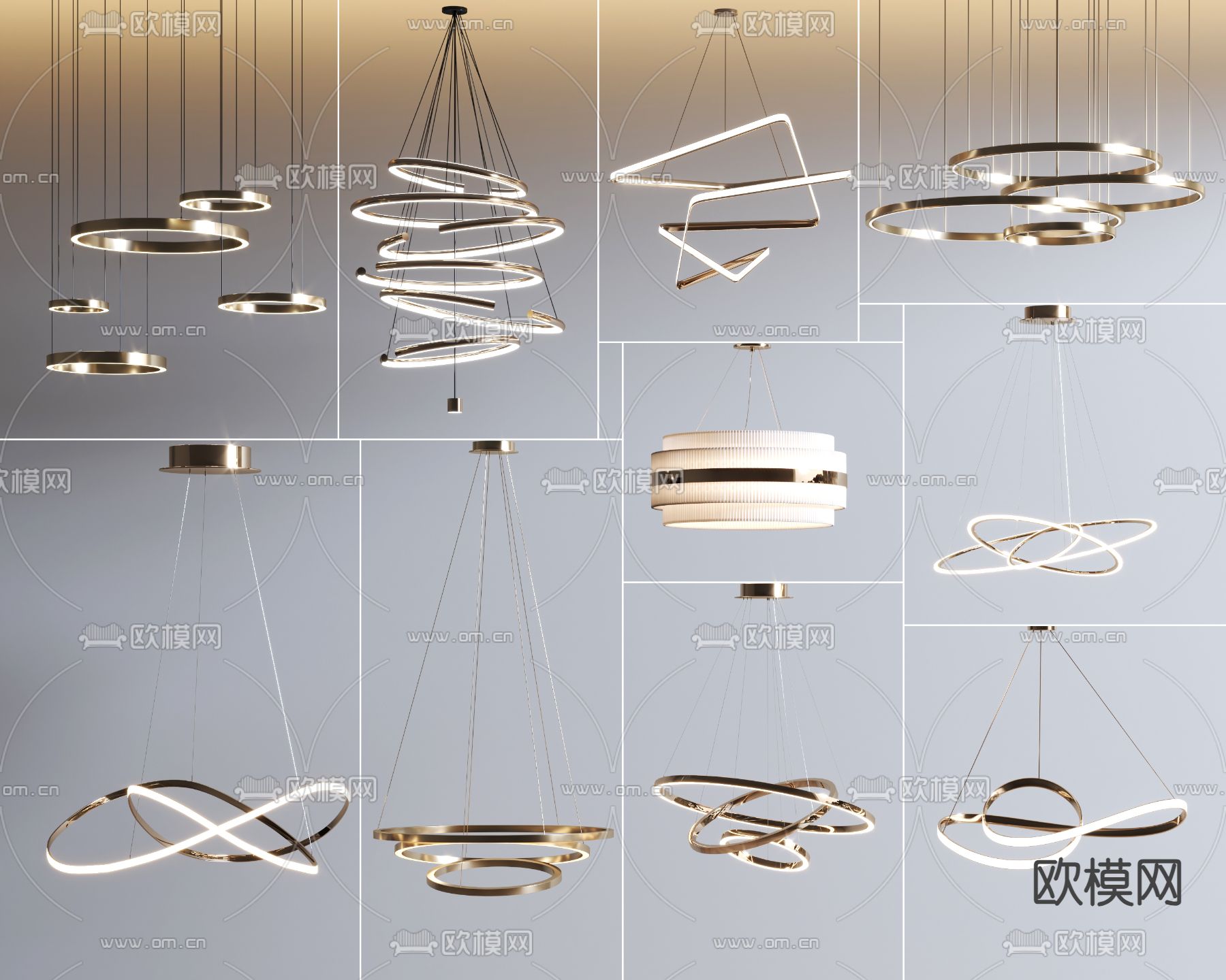 艺术吊灯 金属吊灯3d模型下载