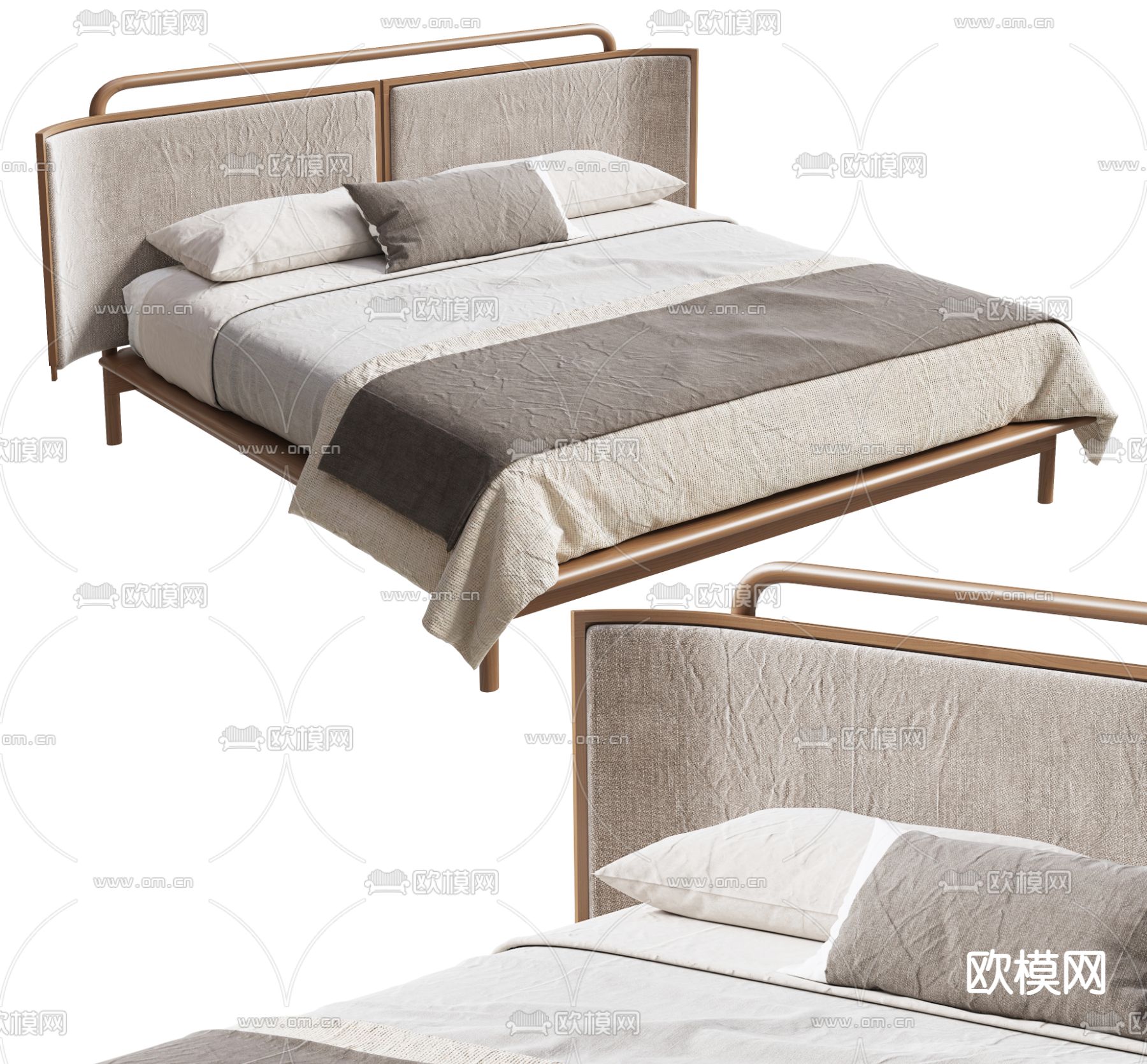 Frida 双人床su模型下载（渲染图1）