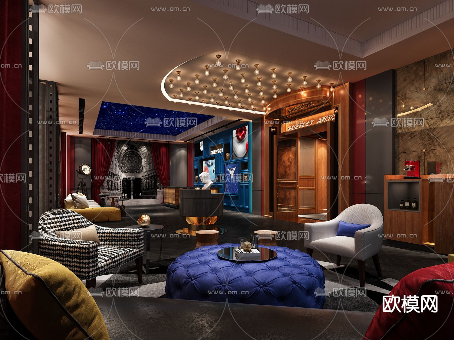 美式KTV 大厅3d模型下载（渲染图1）