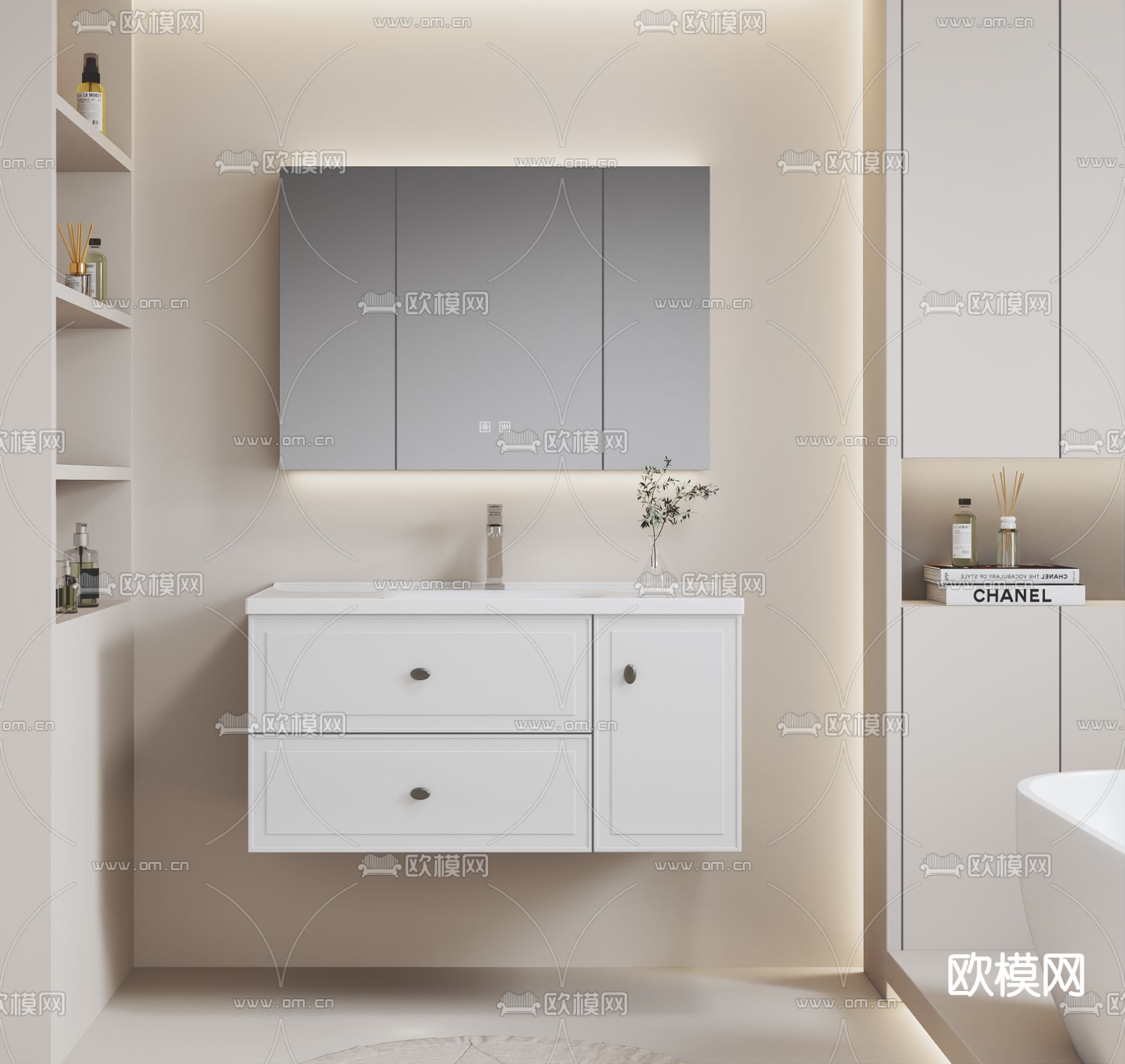 现代浴室柜 洗手台3d模型下载