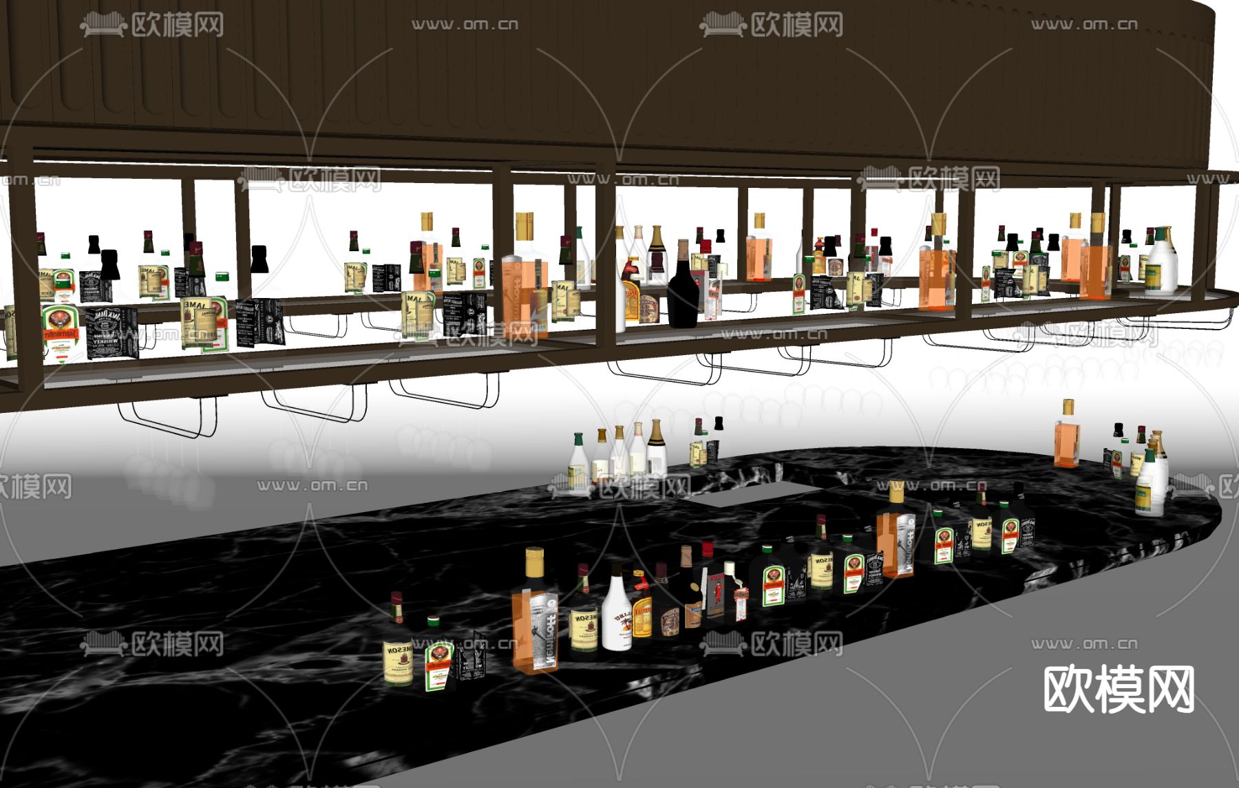 酒具 酒瓶 酒杯su模型下载（渲染图1）