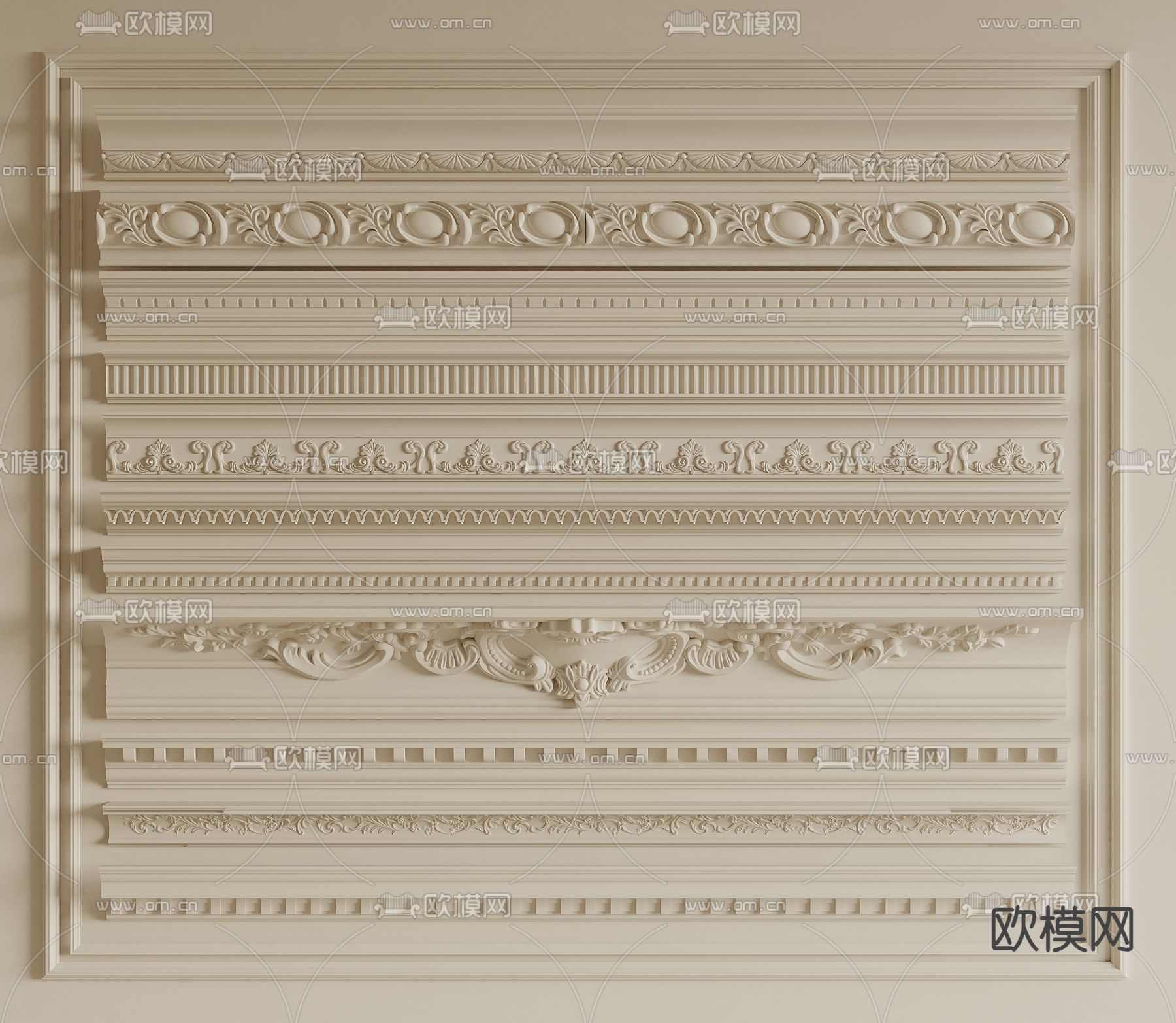 法式线条 石膏线 角线3d模型下载