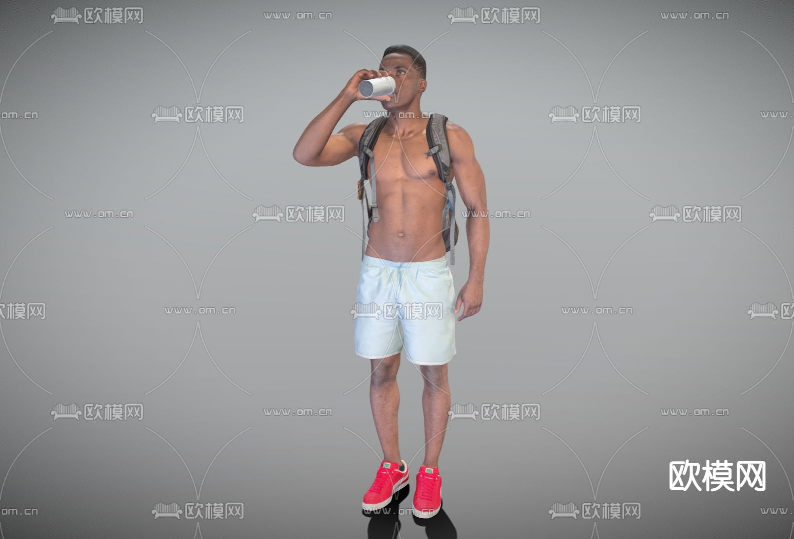 运动男人 健身人物3d模型下载（渲染图1）