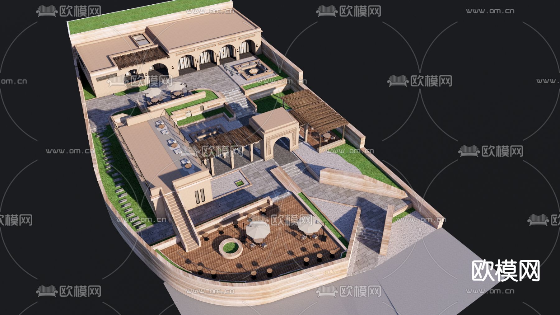 乡村庭院su模型下载（渲染图2）