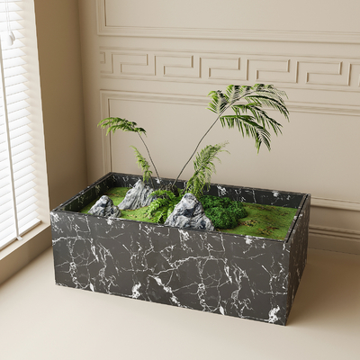  蕨类绿植堆 植物花箱su模型 