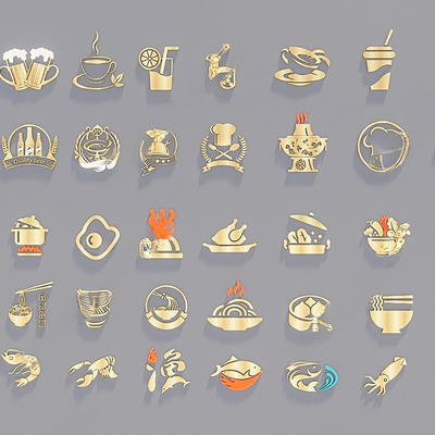  餐饮图标 标识su模型 