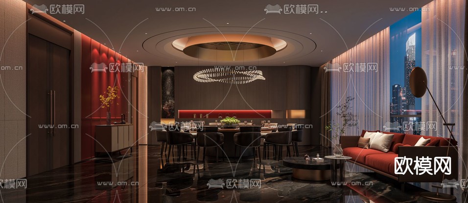 中餐厅包房 酒楼包厢3d模型下载