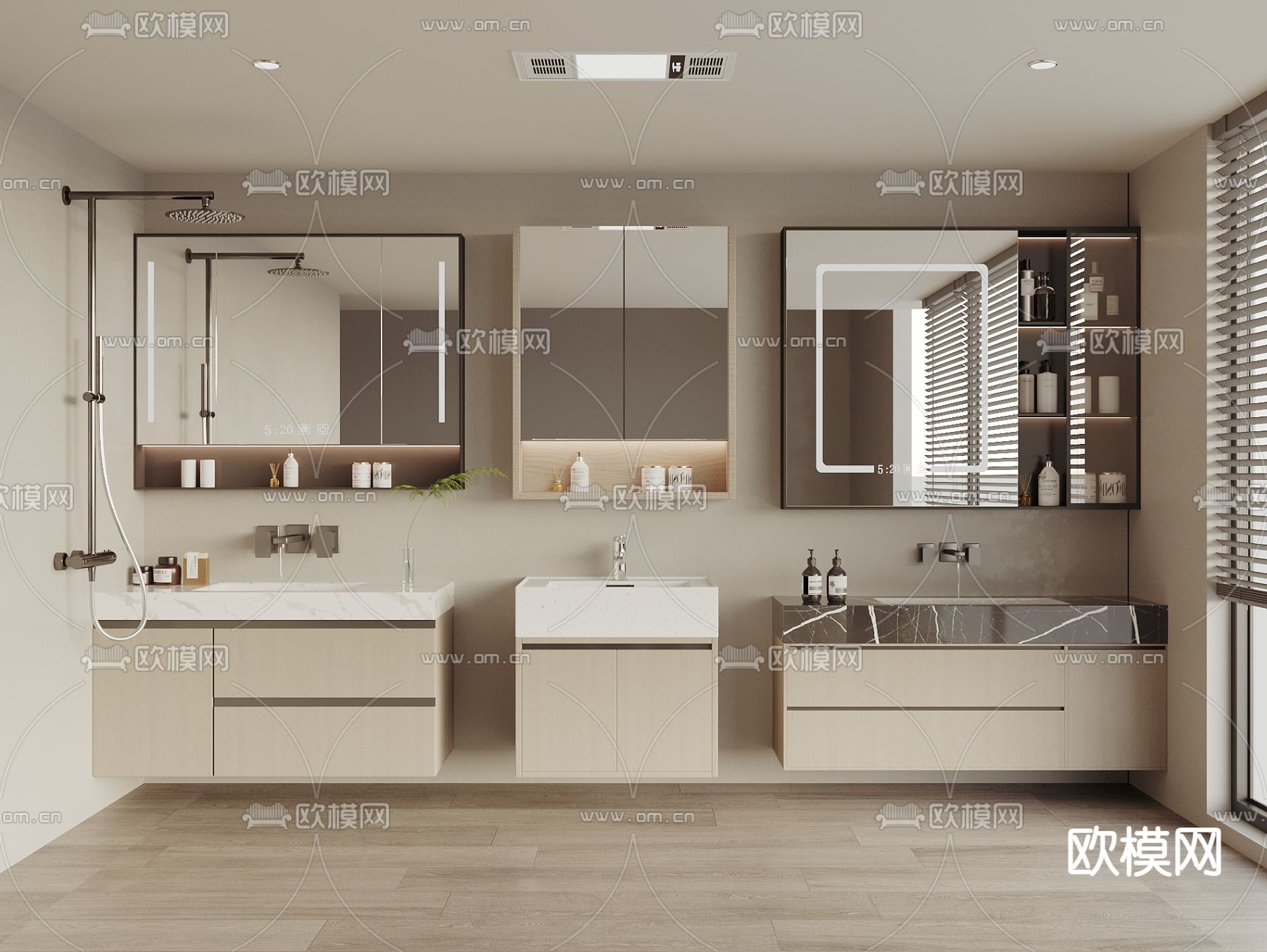 现代浴室柜 洗手台 洗手盆3d模型下载