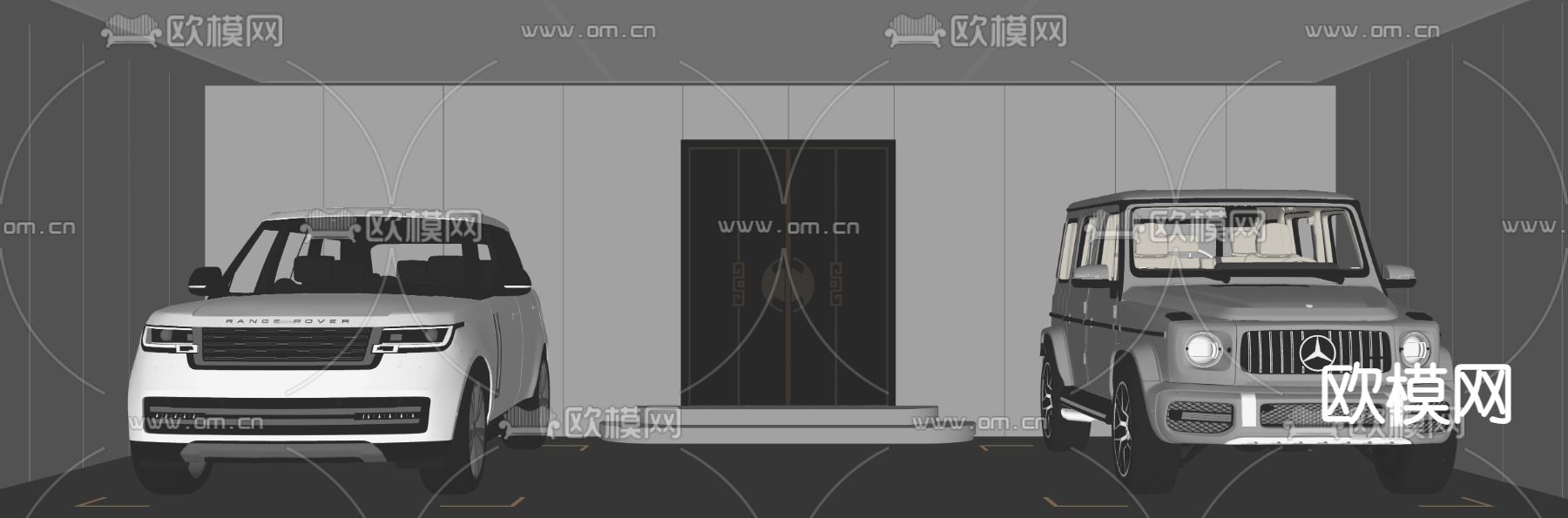 现代地下车库 停车场su模型下载（渲染图1）