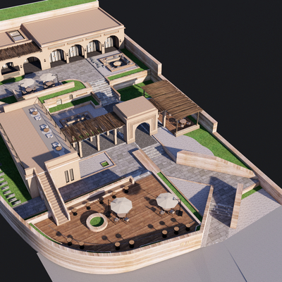  乡村庭院su模型 