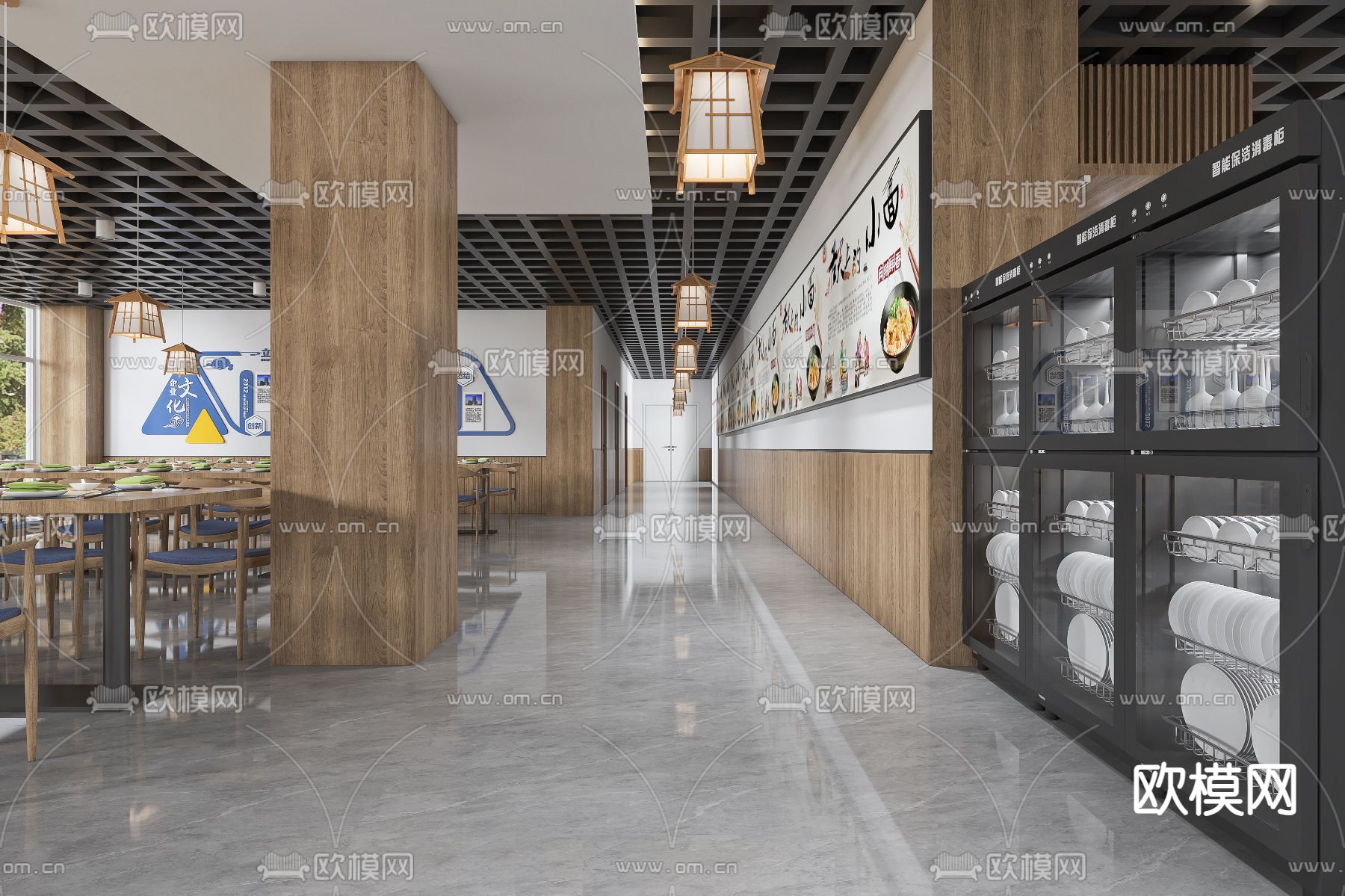 工装餐厅 食堂3d模型下载（渲染图3）
