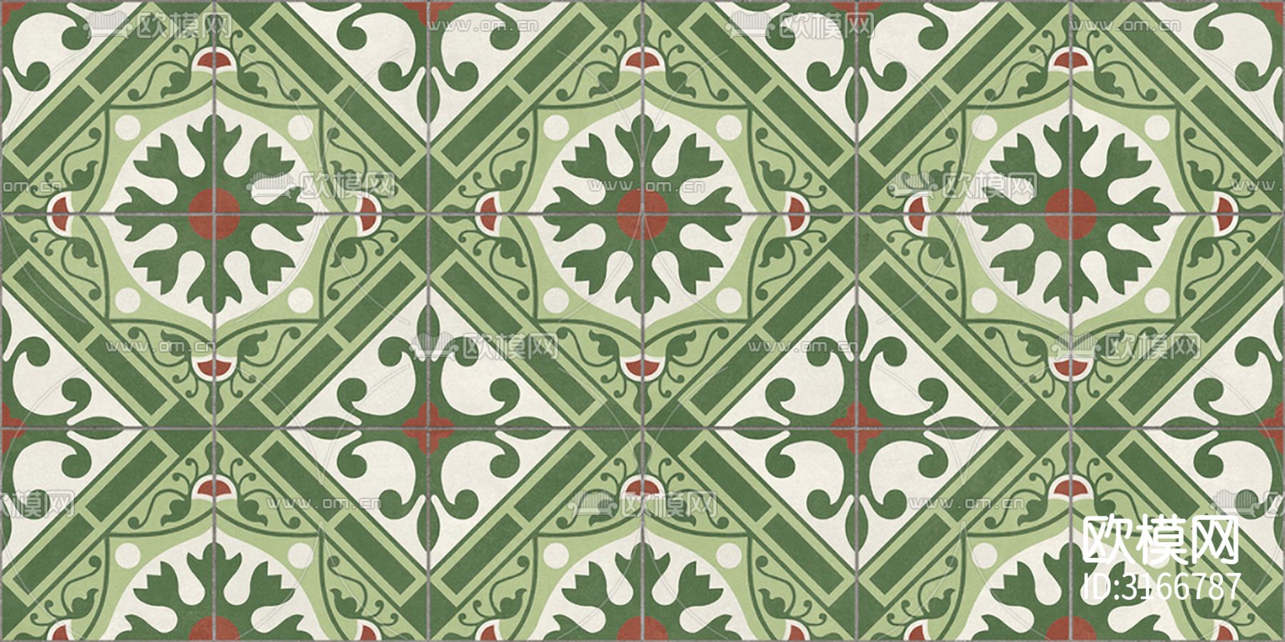 绿色欧式花砖露台砖贴图下载