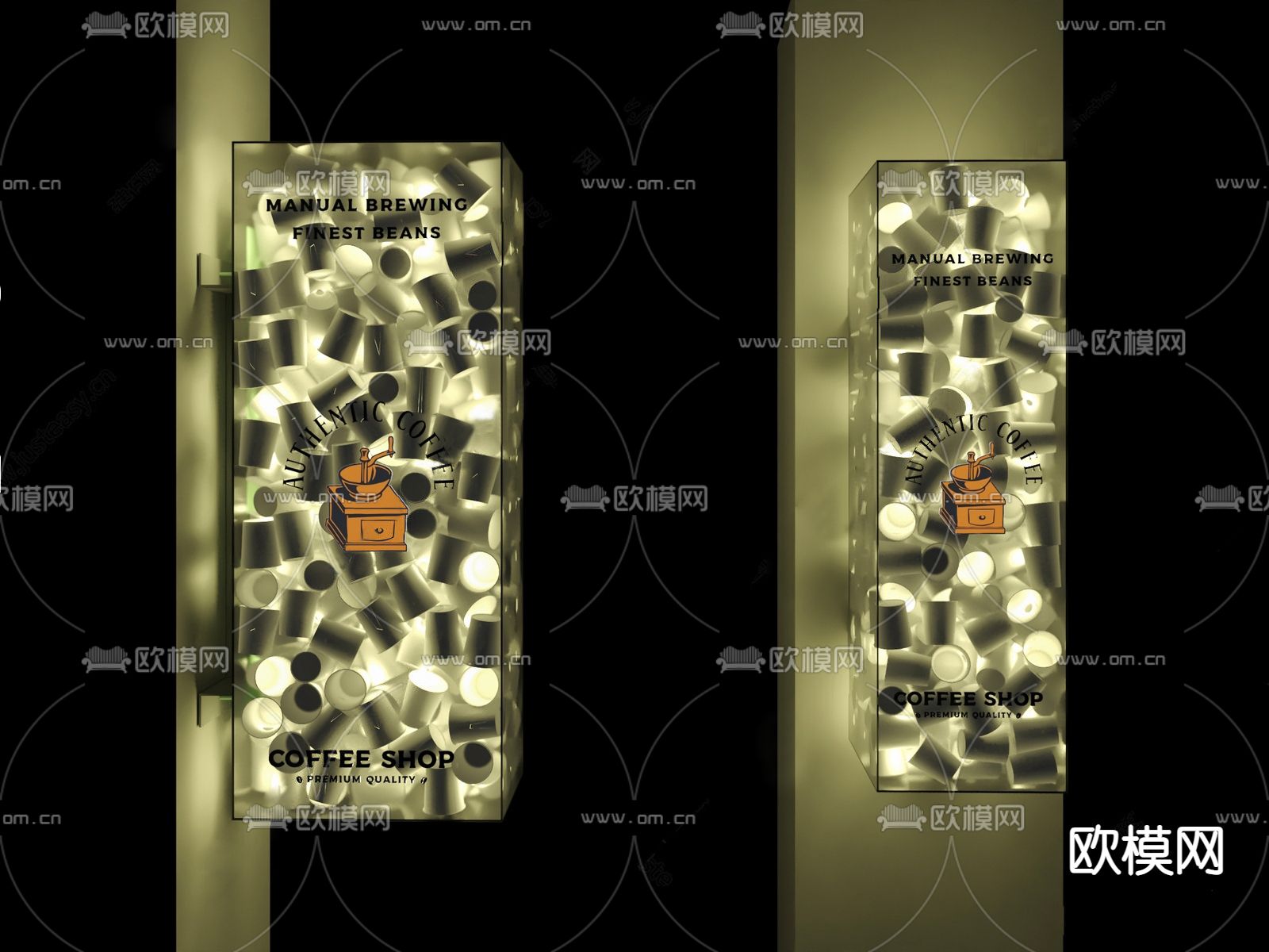 纸杯灯箱 网红灯箱 户外灯箱3d模型下载